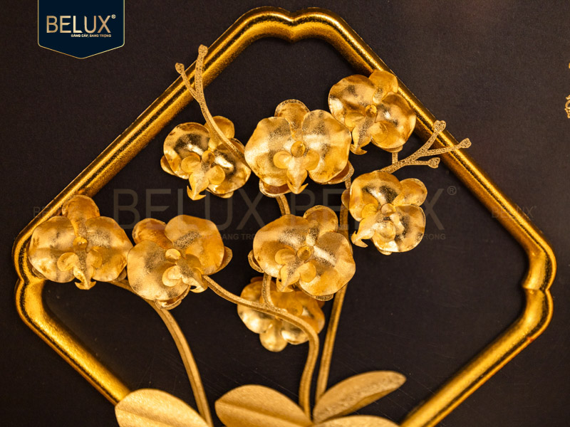 Tranh Hoa Lan Dát Vàng 24K- 23x23 cm